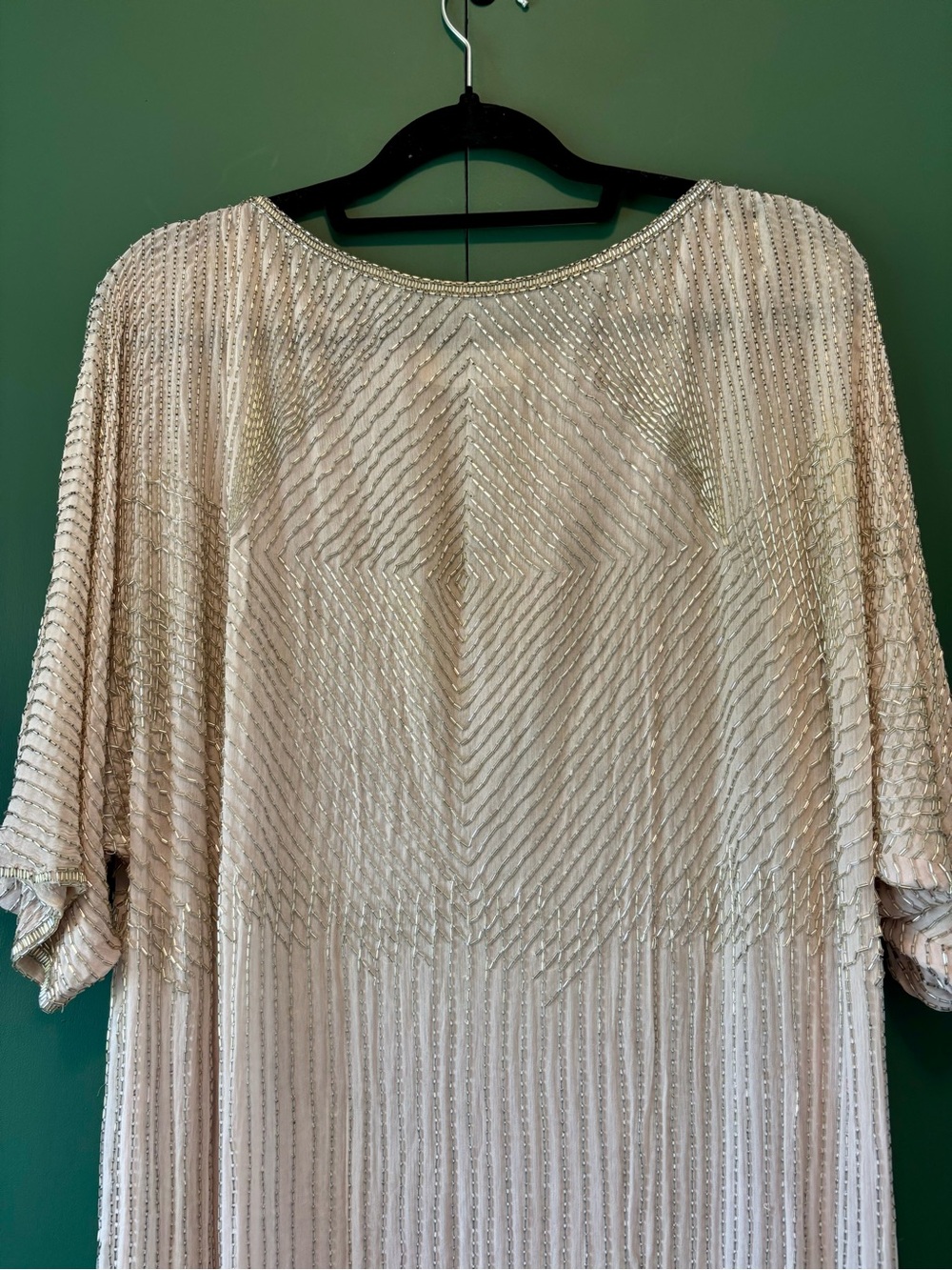 Vintage Blush Pink Silk Beaded Gown